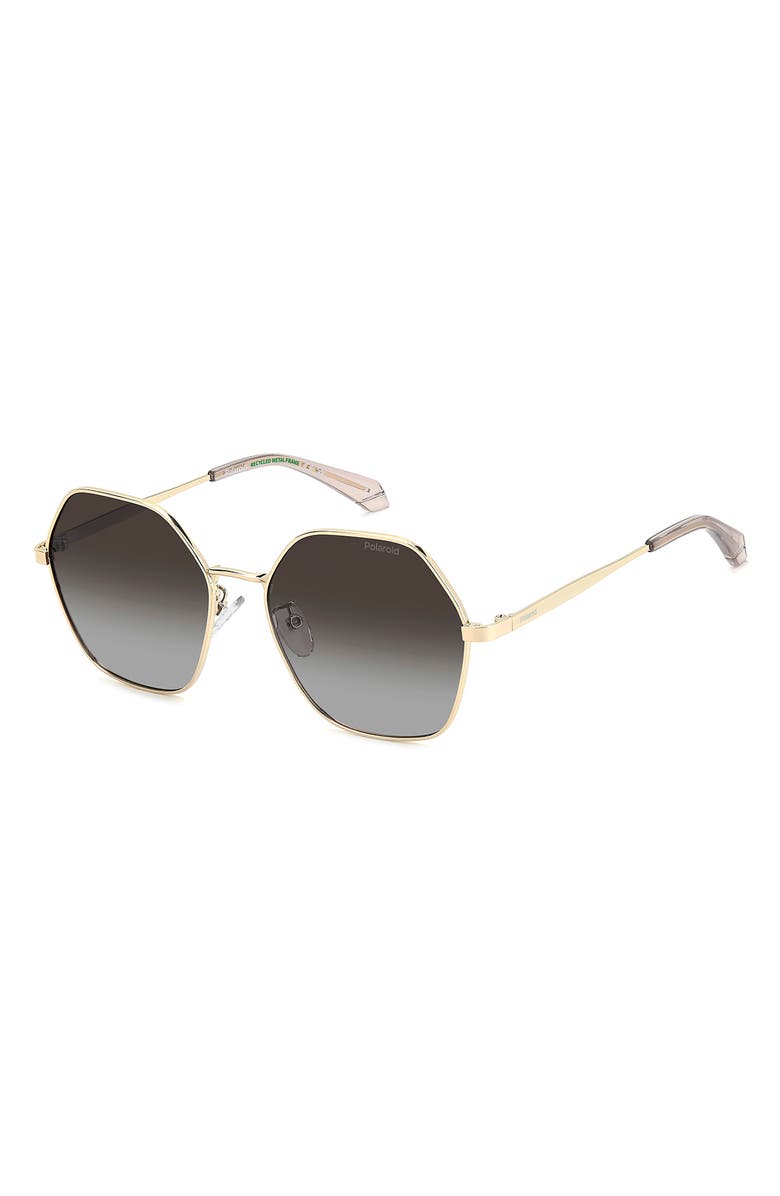 Polaroid 56mm Polarized Gradient Square Sunglasses, Alternate, color, Gold Brown/ Brown