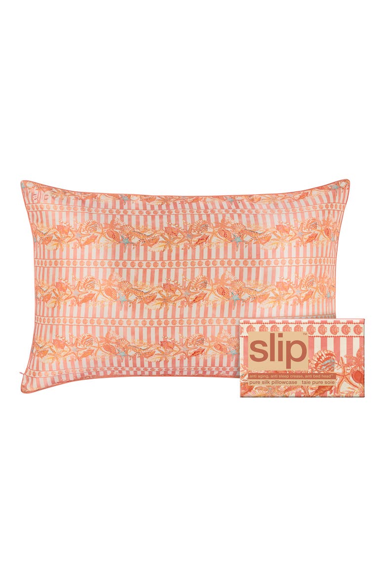 Seashell Queen Silk Pillowcase, Main, color, SEASHELL