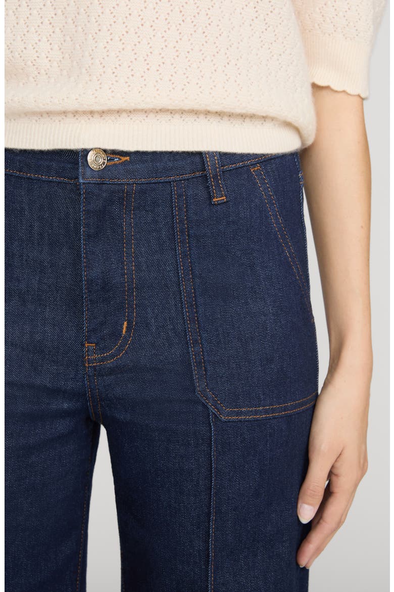 Le Pixie Slim Palazzo Pintuck Petite Wide Leg Jeans, Alternate, color, RINSE