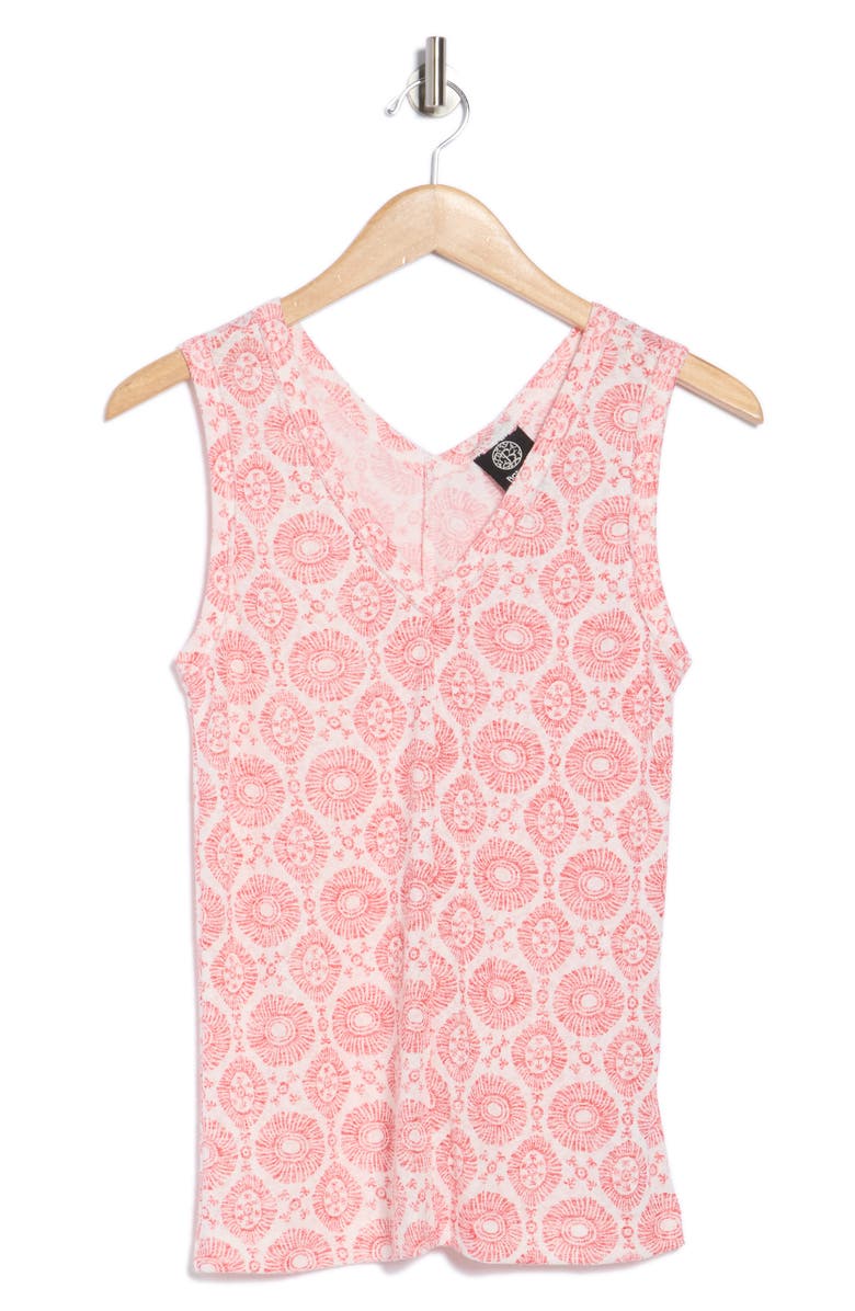 Bobeau Caty Double-V Tank, Alternate, color, Hibiscus Medallion