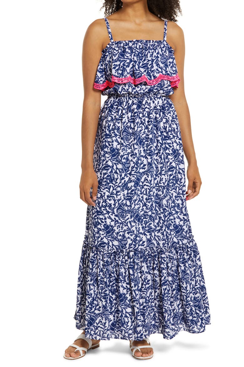 Adia Maxi Sundress, Main, color, OYSTER BAY BLUE KRILLIN IT