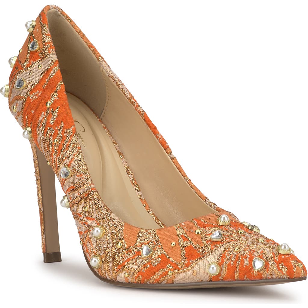 Jessica Simpson Welica Embellished Jacquard Pump In Multi