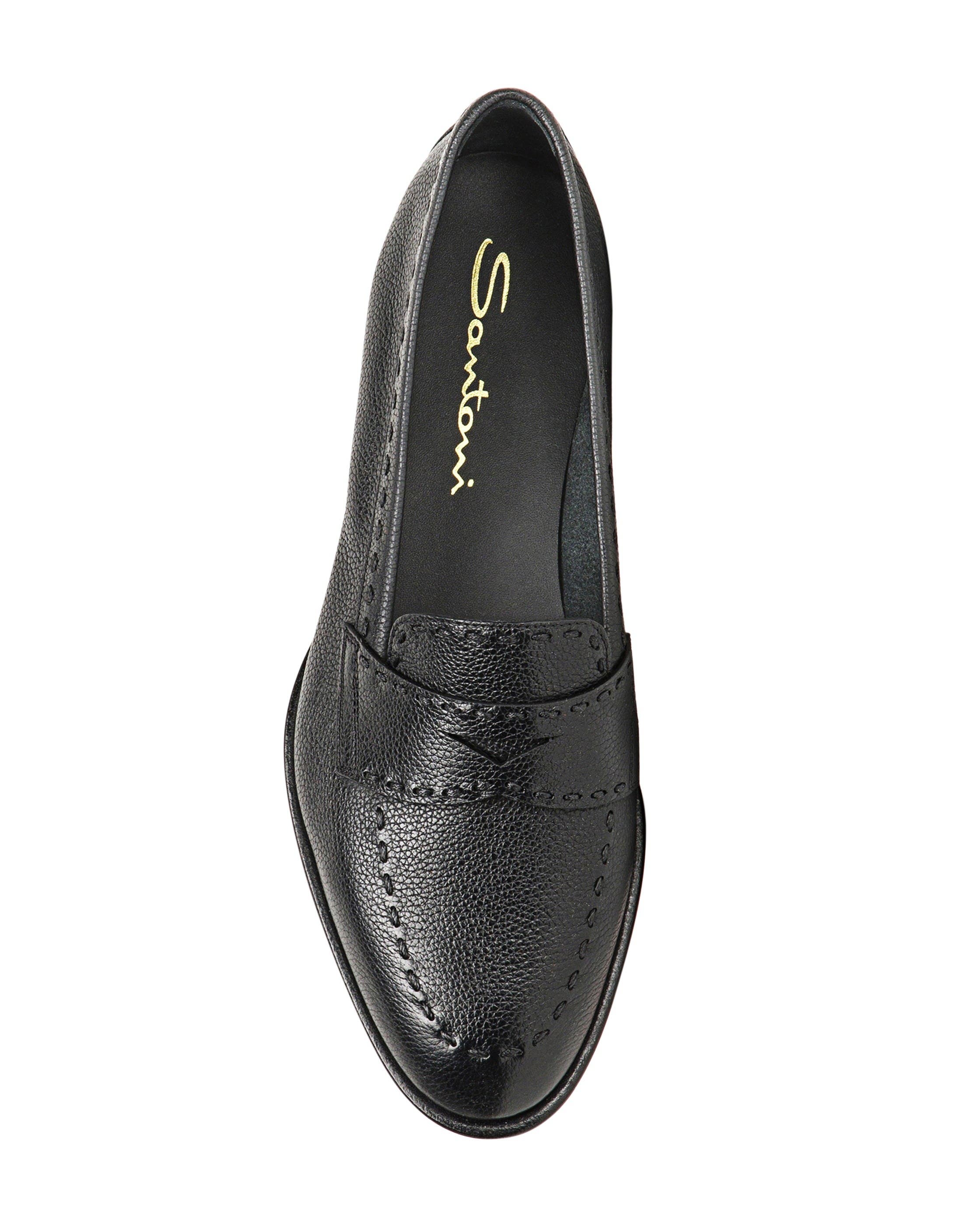 Santoni Women's Leather Penny Loafer, Alternate, color, Black