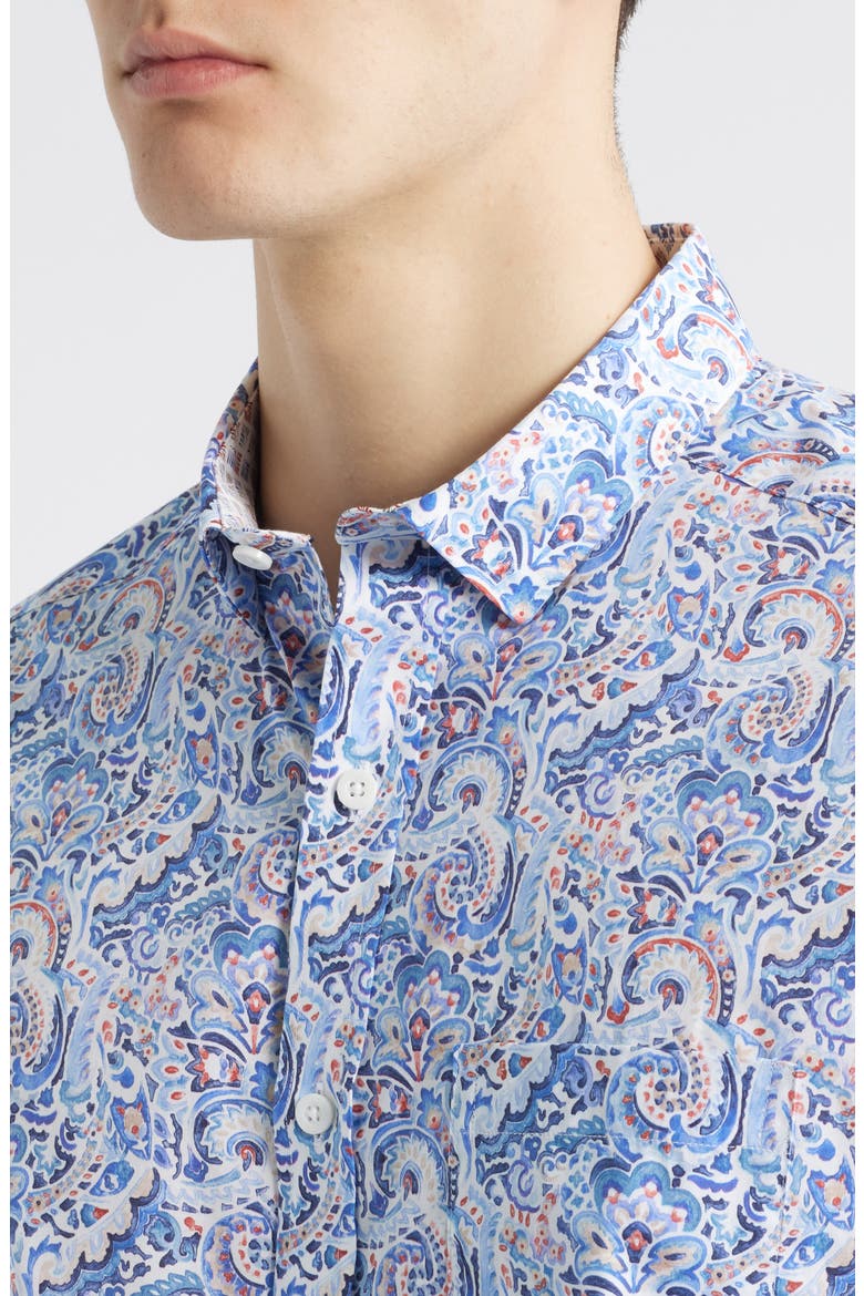 Large Mosaic Print Button-Up Shirt, Alternate, color, BLUE MULTI