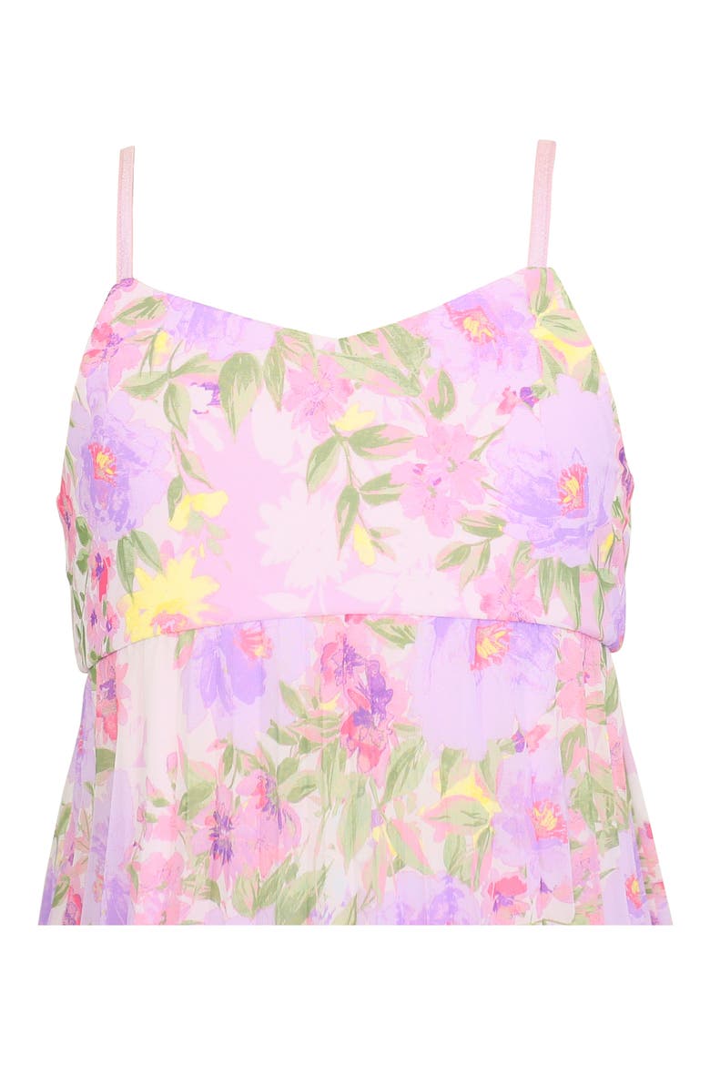 Kids' Floral Pleated Chiffon Dress, Alternate, color, ORCHID MULTI