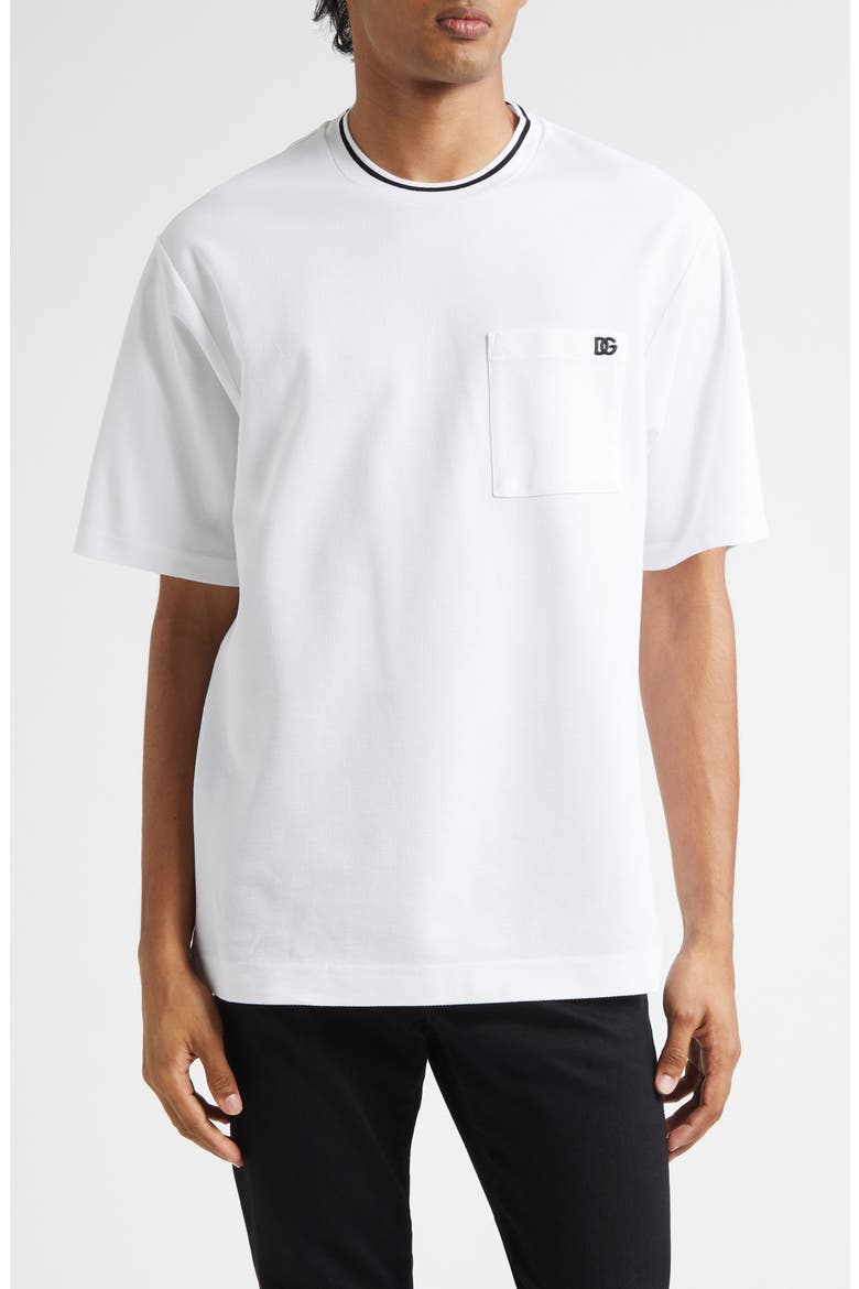 Logo Embroidered Cotton Piqué T-Shirt, Main, color, W0800 BIANCO OTTICO