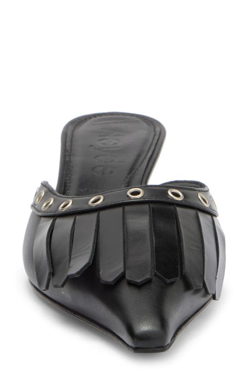 Aeyde Tania Kiltie Fringe Mule In Black