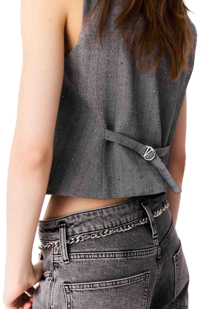 Tailored Rhinestone Jacket, Alternate, color, Grey