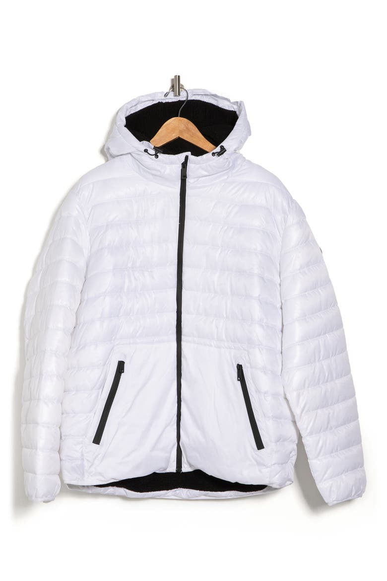 Hooded Midweight Quilted Zip Jacket, Alternate, color, WHITE