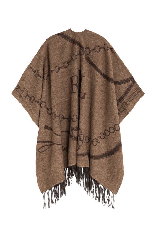 Lauren Ralplh Lauren Equestrian Jacquard Oversized Ruana In Brown