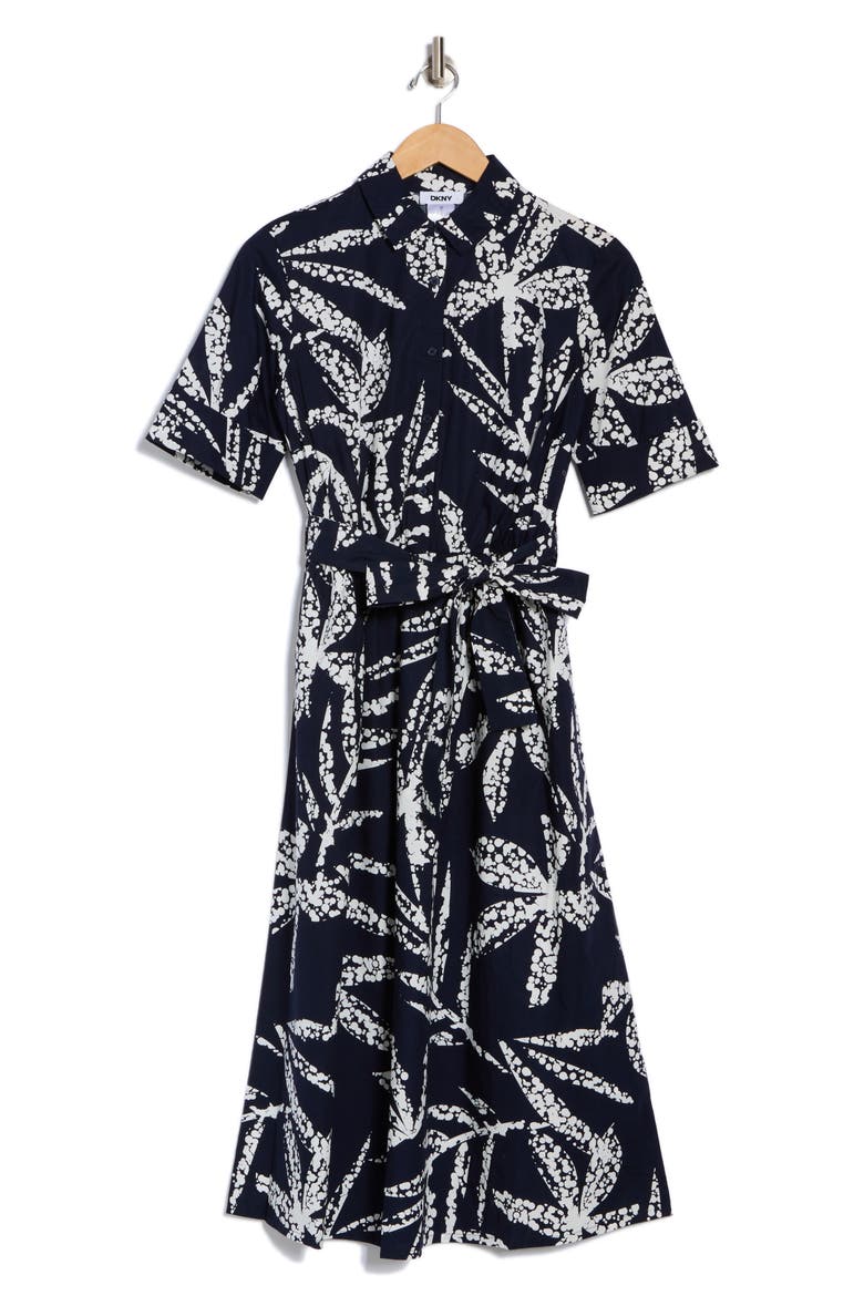 Short Sleeve Cotton Shirtdress, Alternate, color, NVI:NAVY/ IVORY