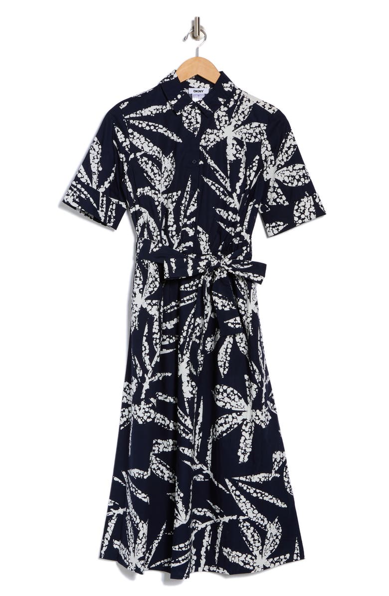 DKNY Short Sleeve Cotton Shirtdress, Alternate, color, Nvi:navy/ Ivory