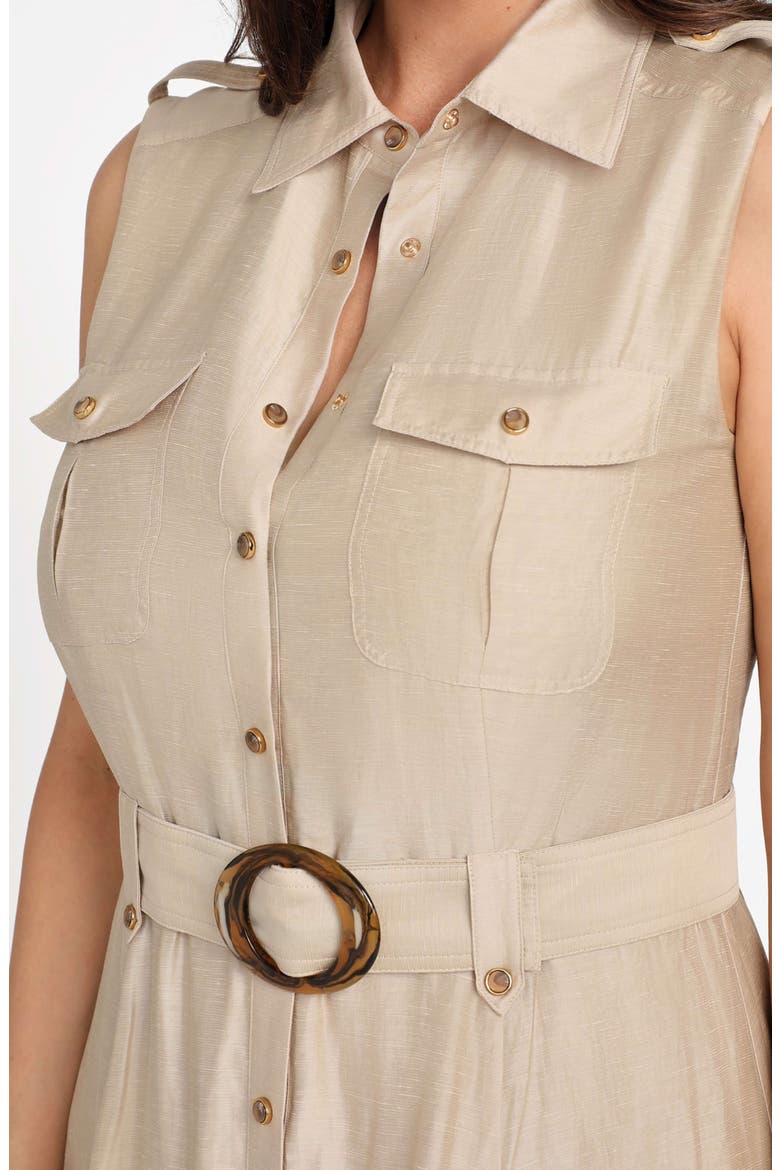 Mindi Sleeveless Belted Shirtdress, Alternate, color, VELVET TAUPE MULTI