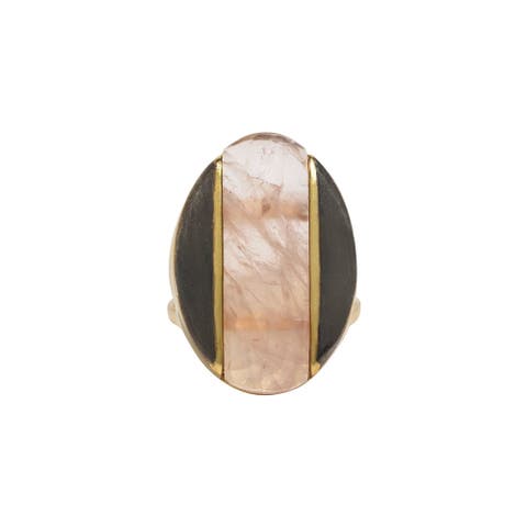 Athena Rose Quartz Gold & Rhodium Ring