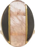 OGÉ Jewelry Athena Rose Quartz Gold & Rhodium Ring