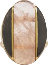 OGÉ Jewelry Athena Rose Quartz Gold & Rhodium Ring