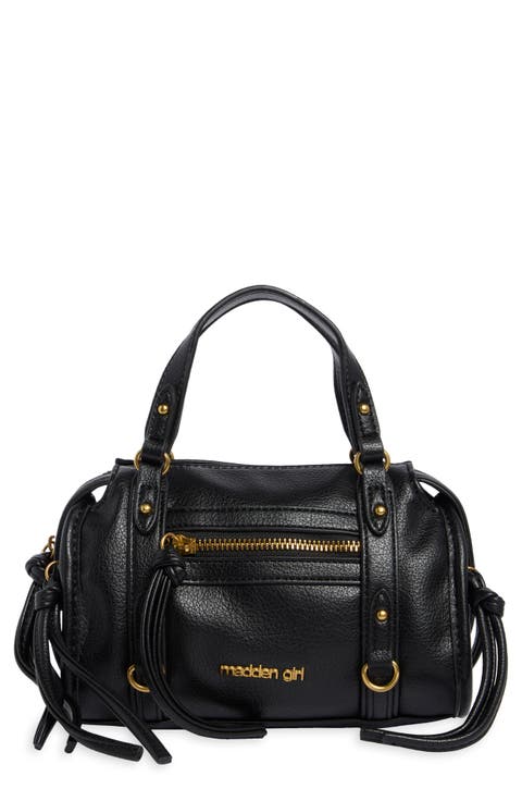 Textured Faux Leather Satchel Bag