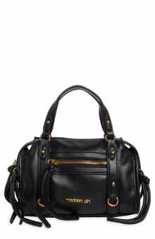 Textured Faux Leather Satchel Bag