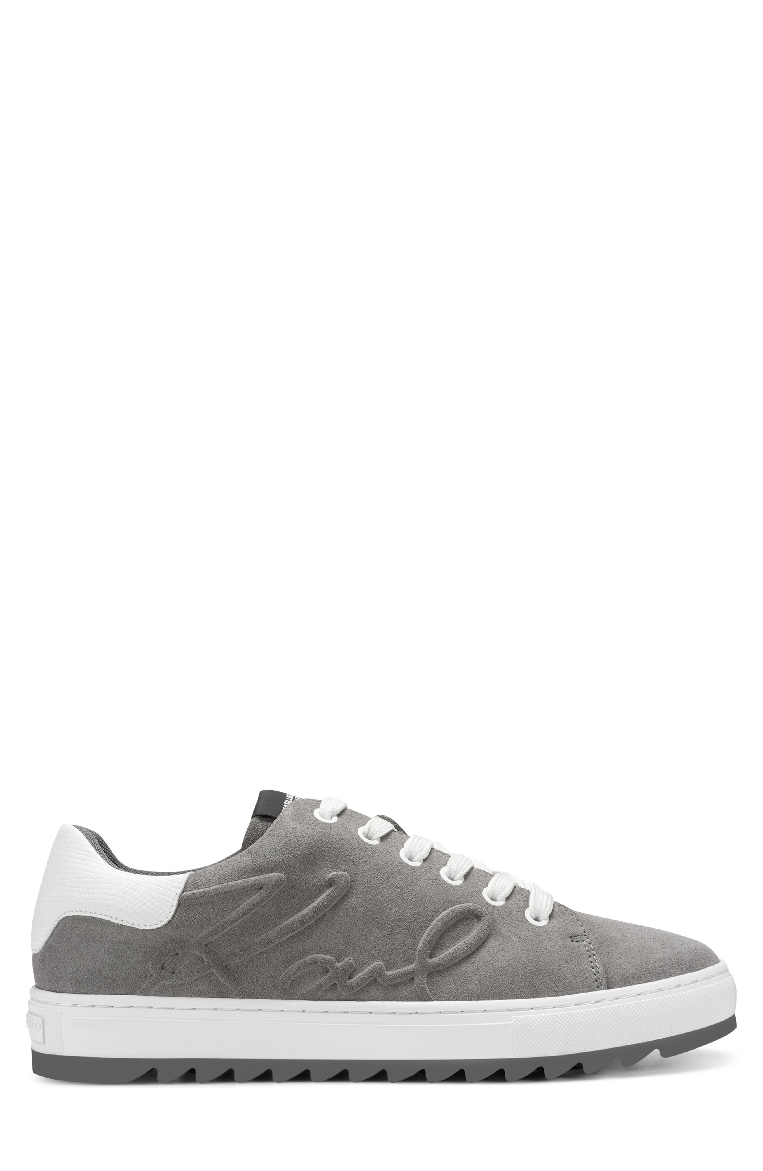 KARL LAGERFELD PARIS Mark Suede Low Profile Sneaker, Alternate, color, Grey