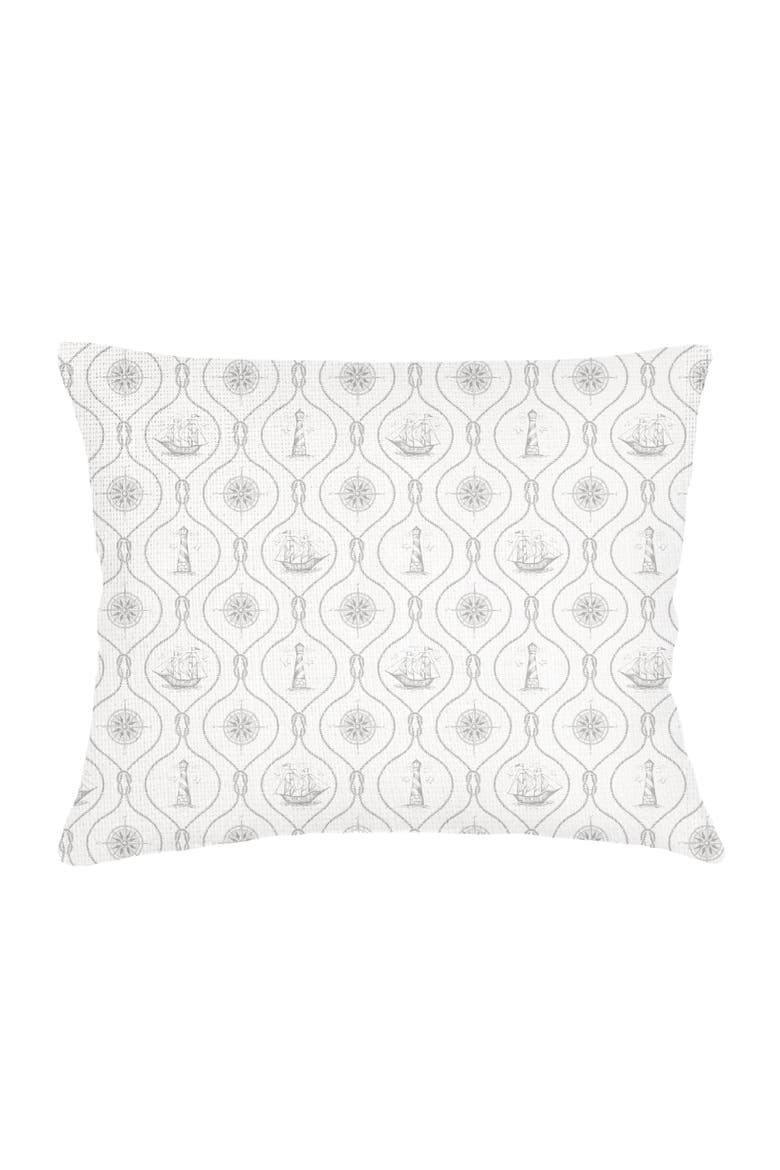 Maritime Compass Linen Dutch Euro Pillow Cover Only, Main, color, Grey
