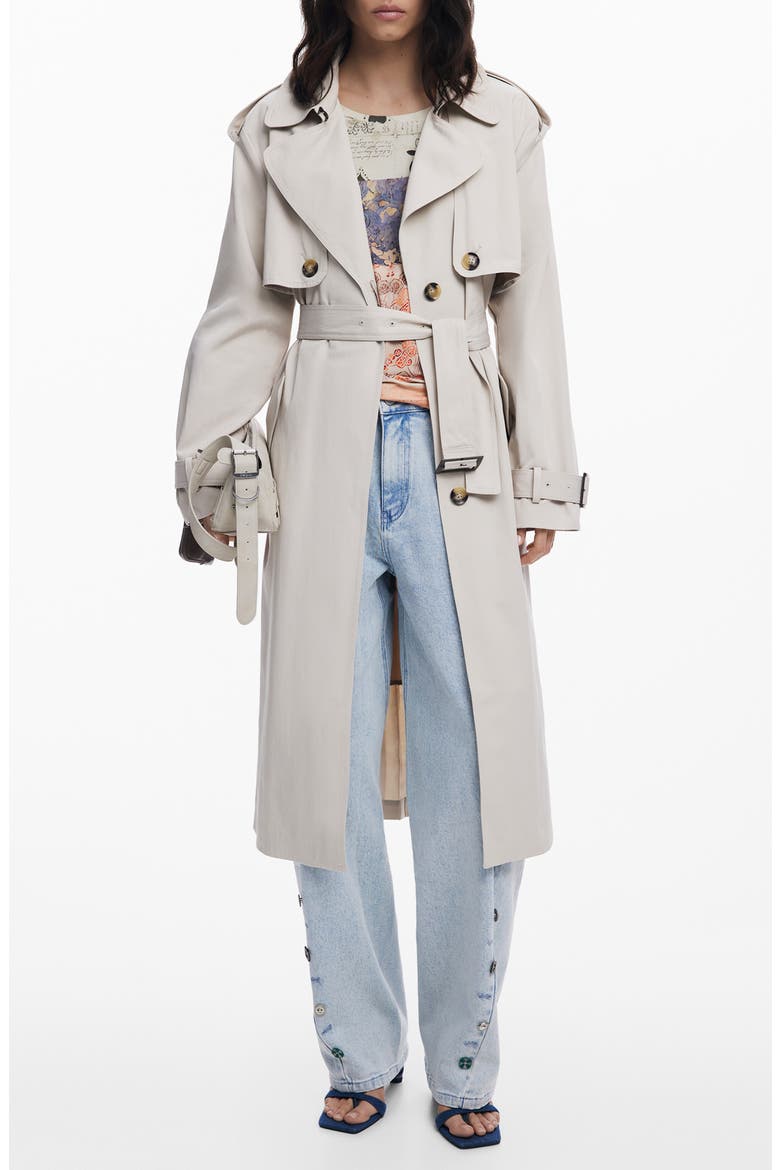 Belted Trench Coat, Main, color, BEIGE