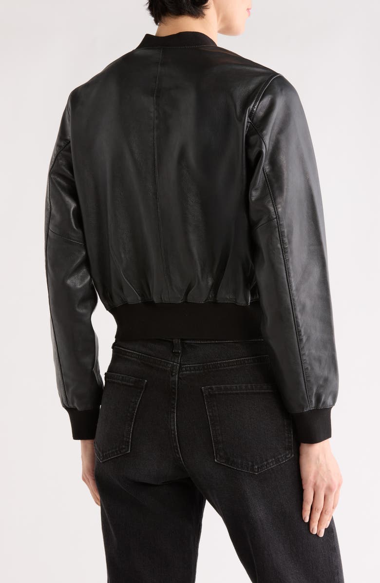 AllSaints Riley Leather Bomber Jacket, Alternate, color, Black