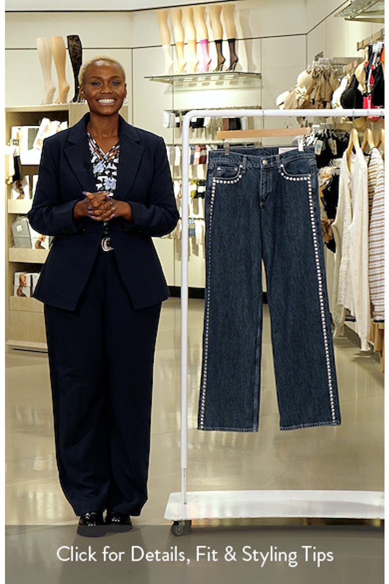 Saige Studded Low Rise Full Length Relaxed Straight Leg Jeans video