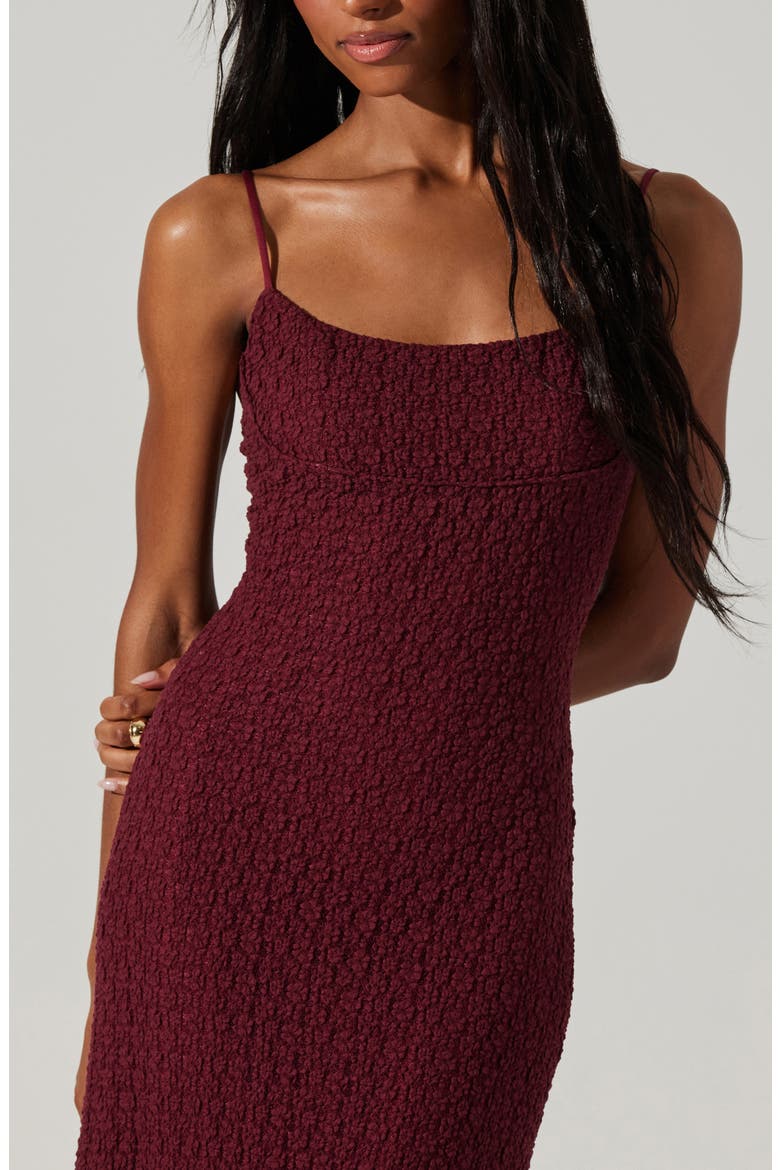 Renaisse Open Stitch Cotton Blend Dress, Alternate, color, PLUM