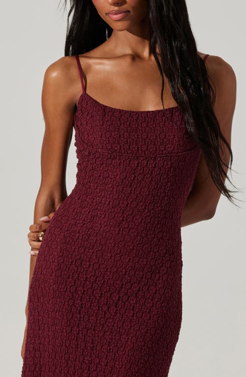 Astr The Label Renaisse Open Stitch Cotton Blend Dress In Burgundy