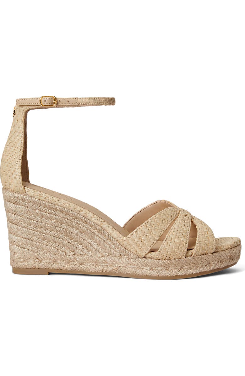 Ralph Lauren Nellie Ankle Strap Wedge Sandal, Alternate, color, Natural