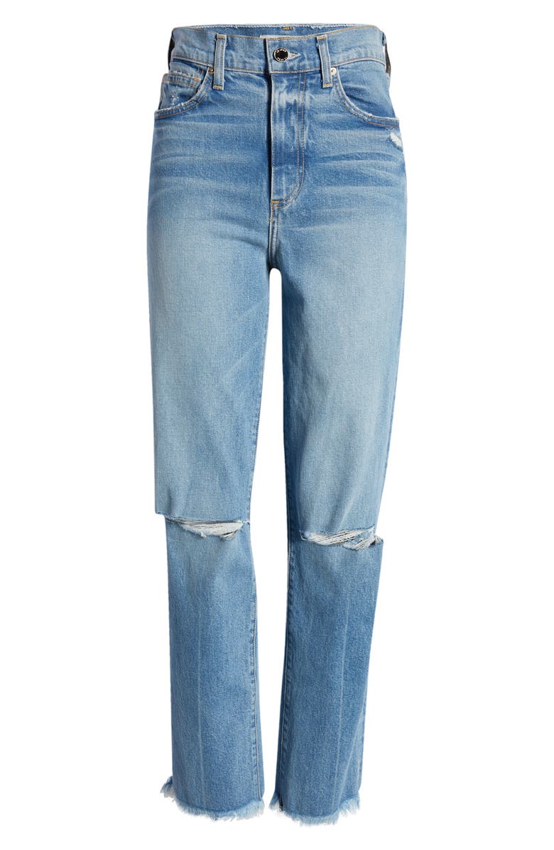 Le Jean Sabine Ripped High Waist Straight Leg Jeans, Alternate, color,