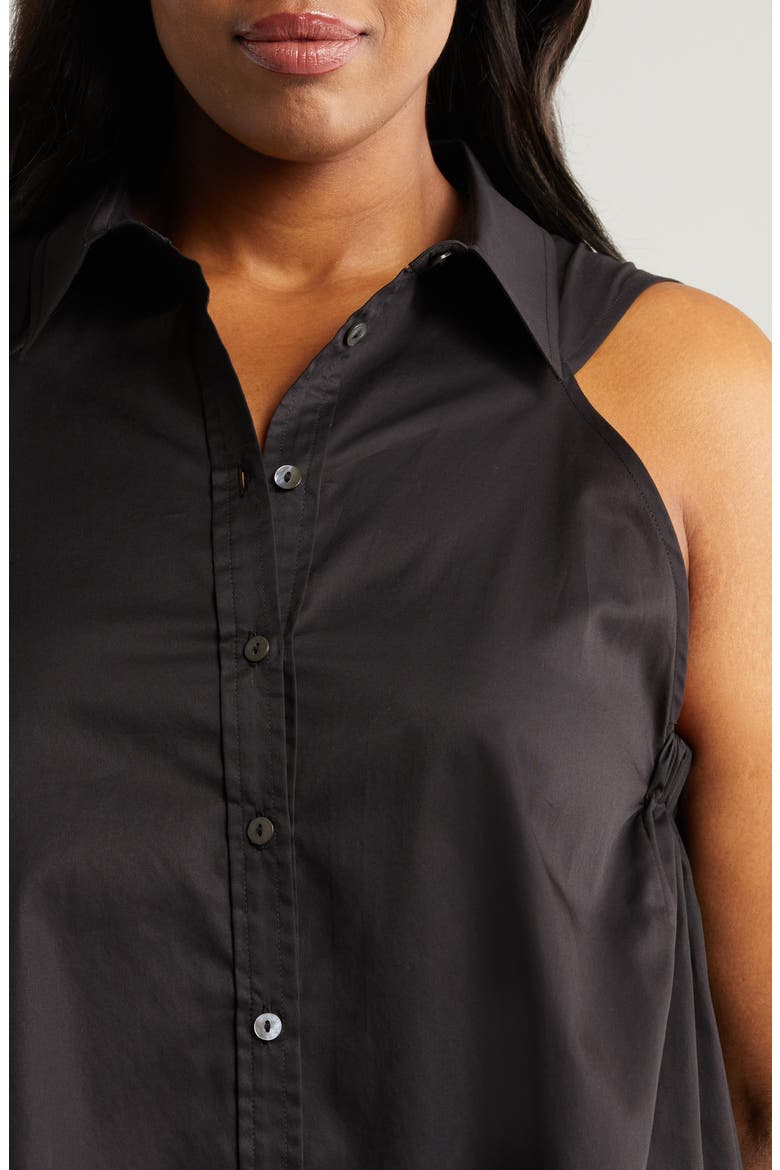 Ziva Sleeveless Button-Up Shirt, Alternate, color, BLACK