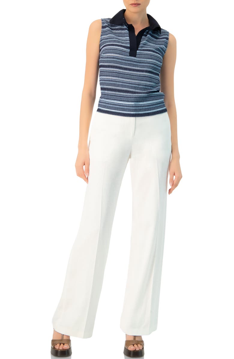 IVONNE Sleeveless Knitted Polo with Collar, Alternate, color, Blue