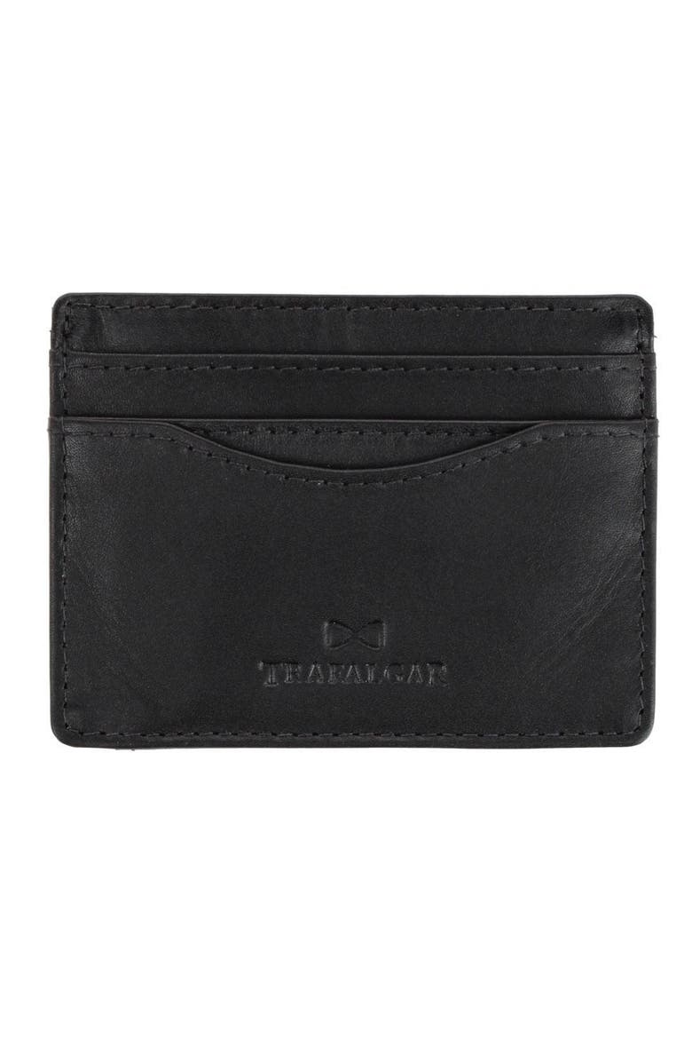 Orion Curved Side Slot Leather Card Case, Main, color, Black