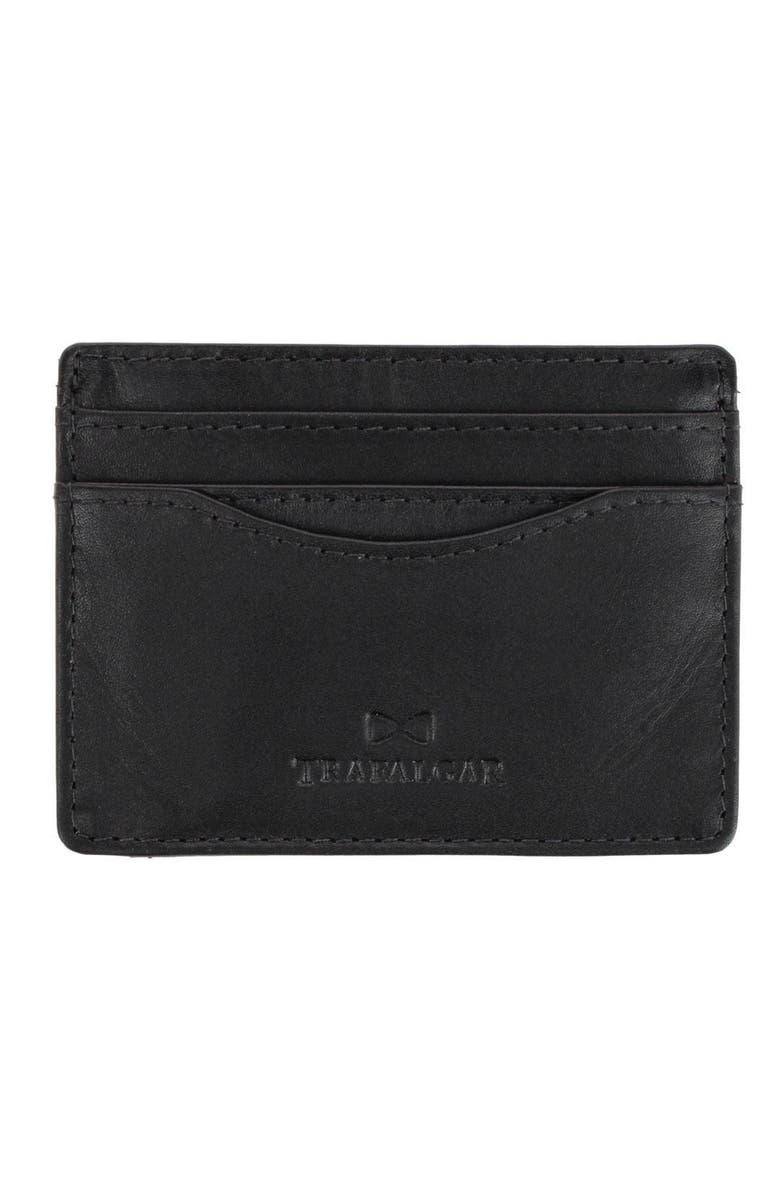 Trafalgar Orion Curved Side Slot Leather Card Case, Main, color, Black