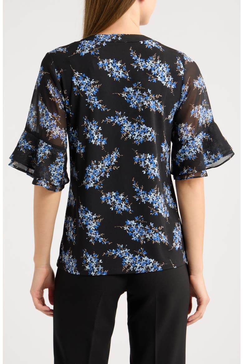 Floral Ruffle Sleeve Top, Alternate, color, ANNE BLACK MULTI