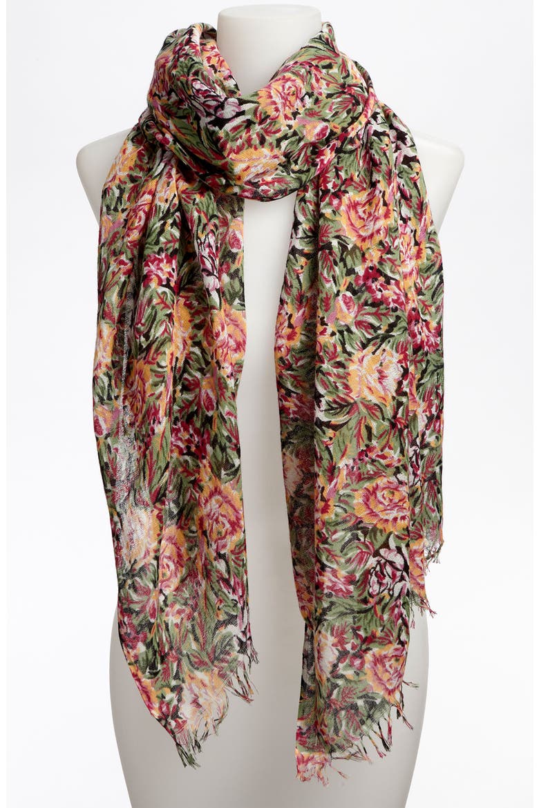 Sheer Floral Scarf, Main, color, FLORAL MULTI