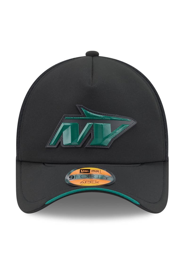 Men's New Era Black New York Jets 2026 Sideline Apex 9FORTY Adjustable Trucker Hat, Alternate, color, Black