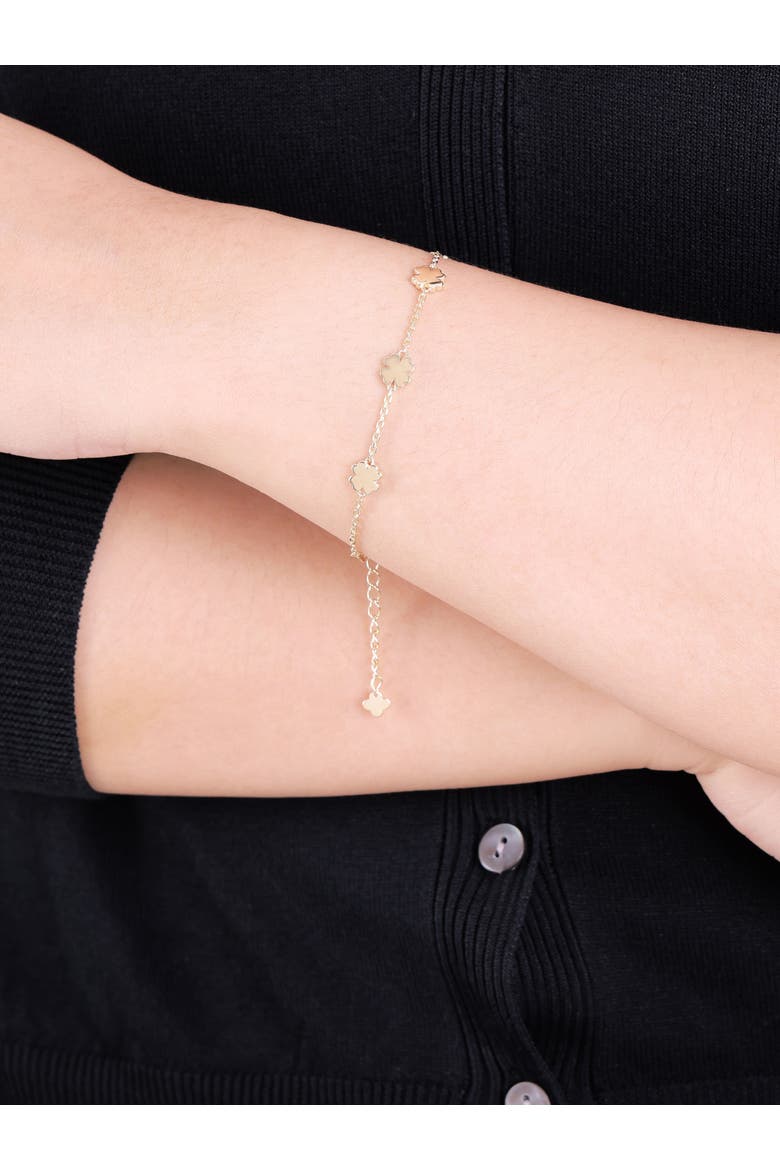 Clover Heart Chain Bracelet in 14K Gold, Alternate, color, Yellow Gold