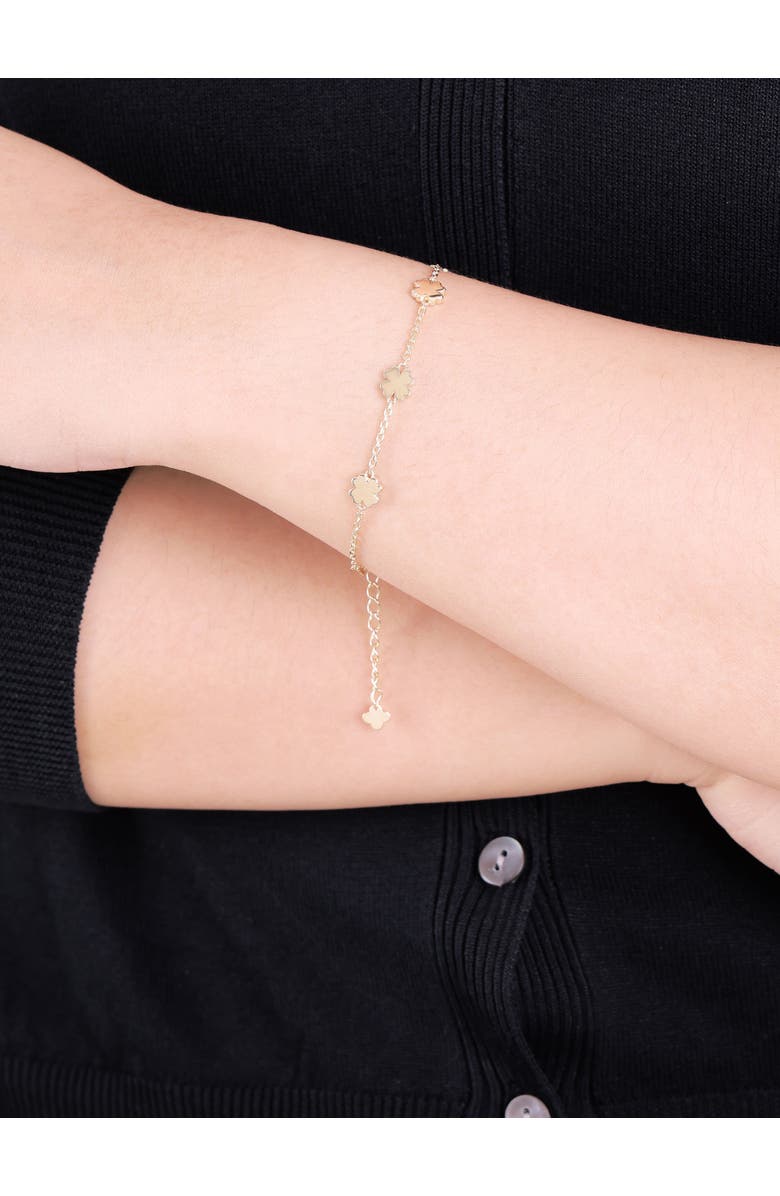 DEVATA Clover Heart Chain Bracelet in 14K Gold, Alternate, color, Yellow Gold
