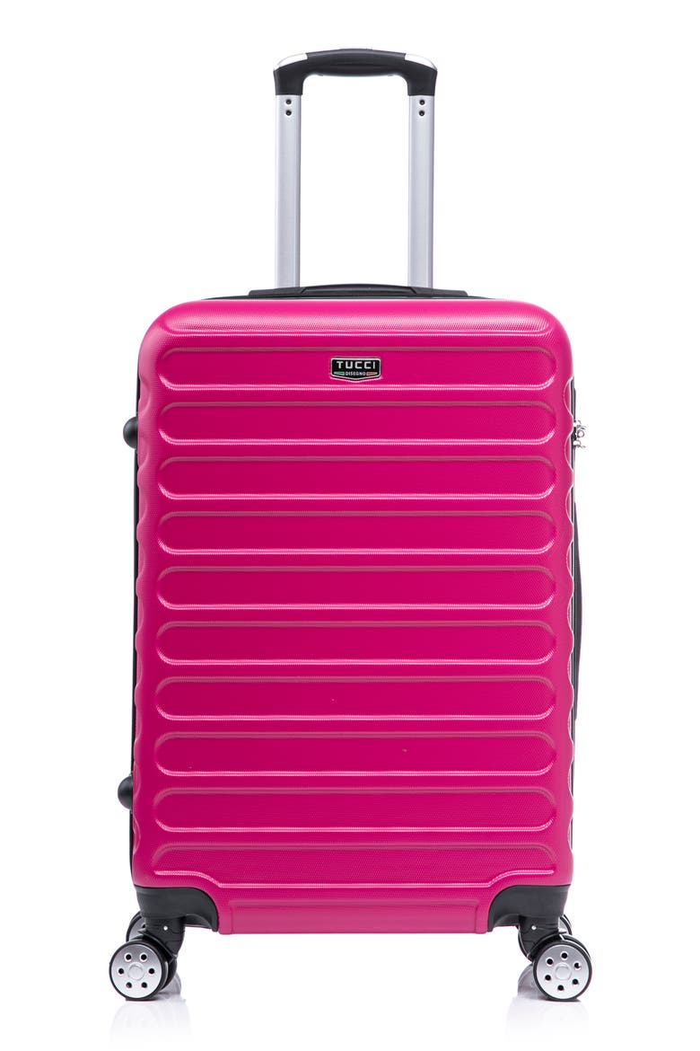 Carravia Hardshell 3-Piece Spinner Luggage Set, Alternate, color, FUSHA