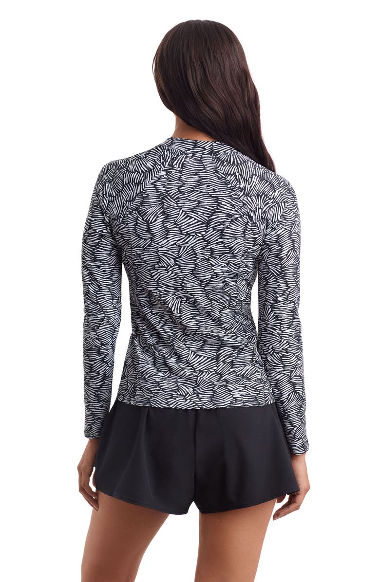 ShapeSolver Sport Long Sleeve Full Zip Chlorine Resistant Sunshirt, Alternate, color, Shifting Shape