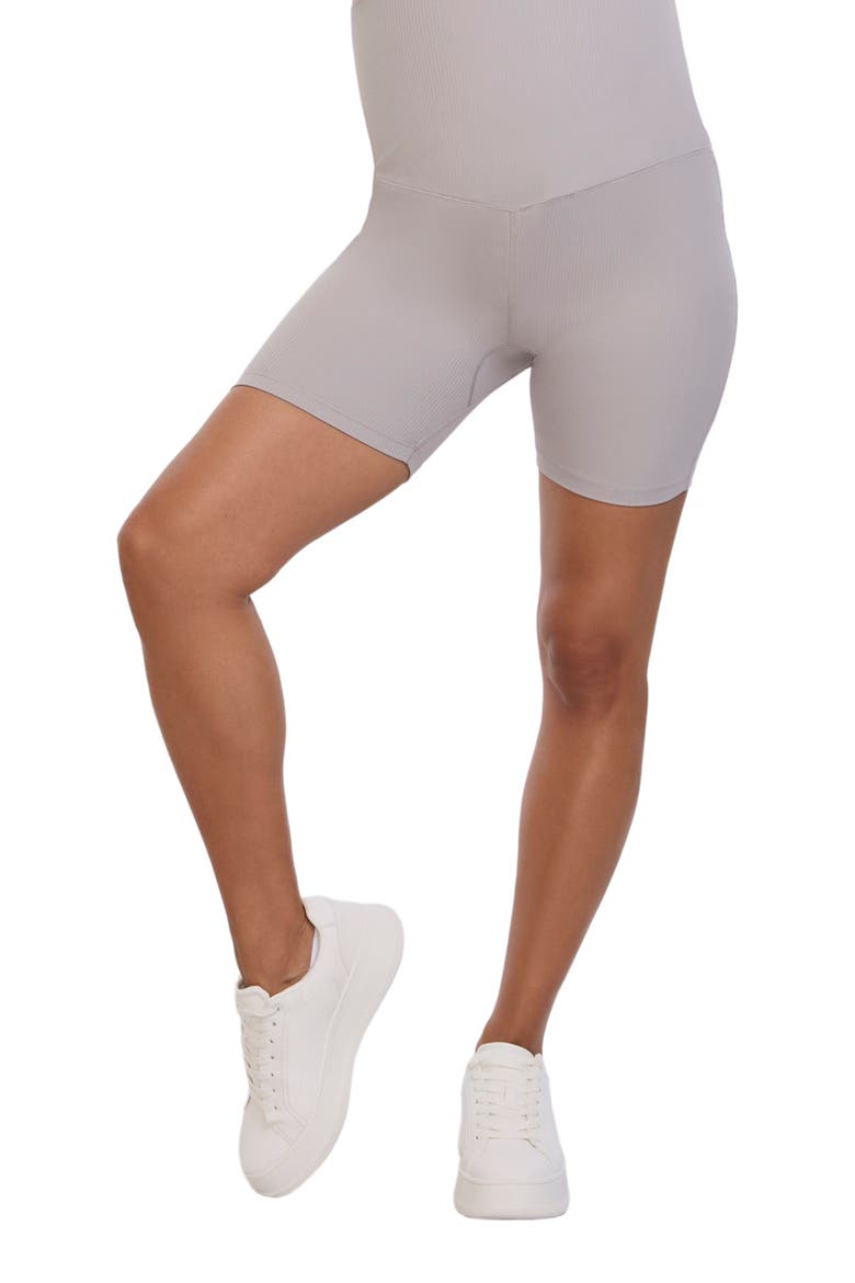 6 1/2" Ribbed Maternity Biker Short, Main, color, Opal