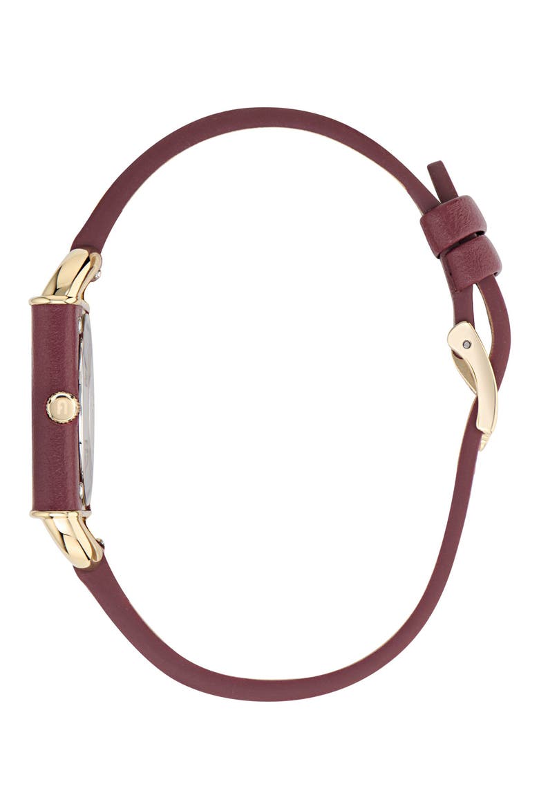 Heritage Square Leather Strap Watch, 28mm, Alternate, color, YELLOW GOLD/ BURGUNDY