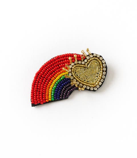 Bala Mani Beaded Rainbow Brooch Pin