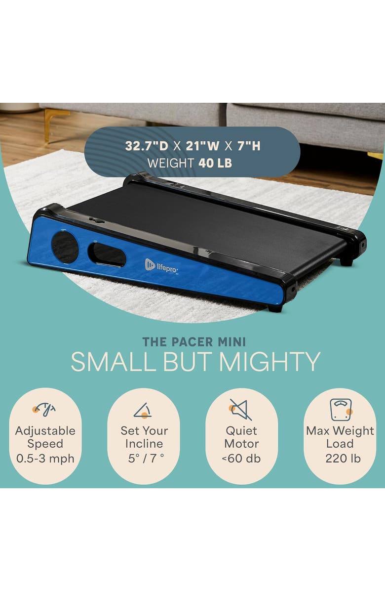 Lifepro Mini Walking Pad Treadmill with Incline  Compact Under Desk Treadmill for Home & Office, Alternate, color, Blue