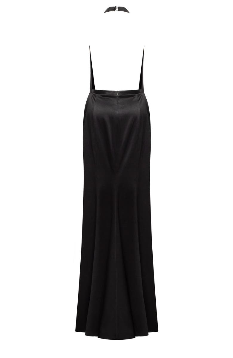 Milla Black Mock Neck Sleeveless Low Slit Dress, Alternate, color, 