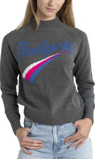 LUSSO Women's Lusso  Gray Los Angeles Dodgers Serena Raglan Pullover Sweater