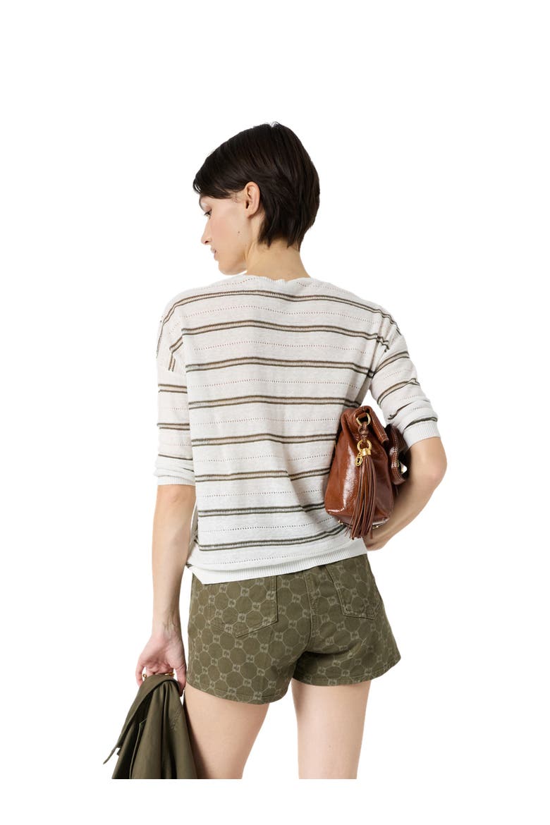 Lerya Linen Blend Chevron Knit Sweater, Alternate, color, Kaki Green