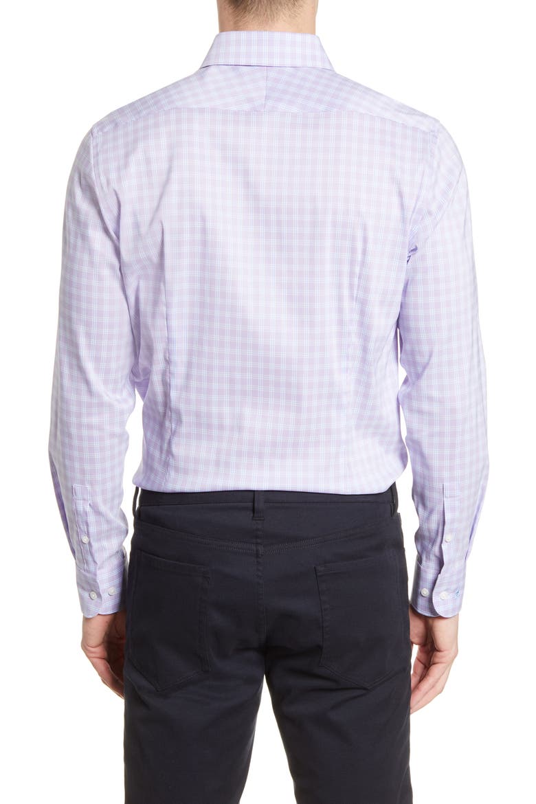 Slim Fit Stretch Non-Iron Plaid Dress Shirt, Alternate, color, LAVENDER